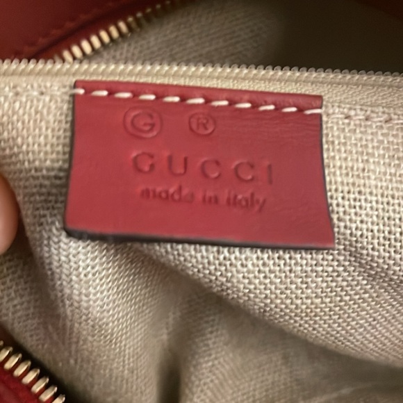 Gucci Red Satchel with Embossed Pattern and Gold Hardware - Picture 8 of 9
